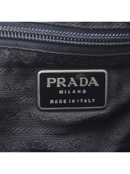 Prada Tessuto Nylon Triangle Logo Leather Backpack Black